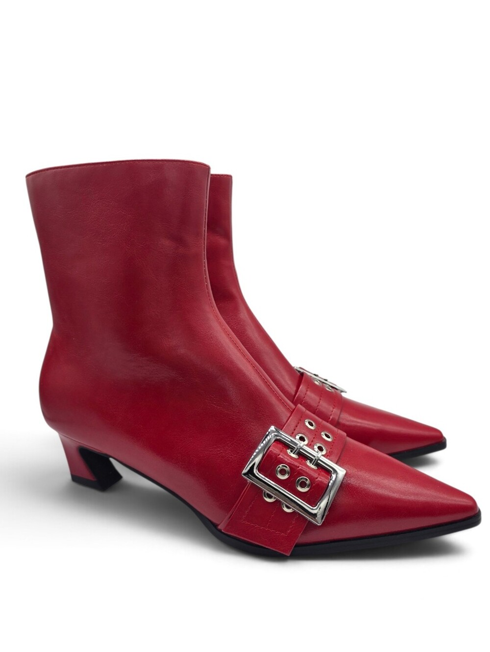 NWOT Vaslemuse Cherry Red Grommet Buckle Kitten Heels - 8.5 - Picture 6 of 14
